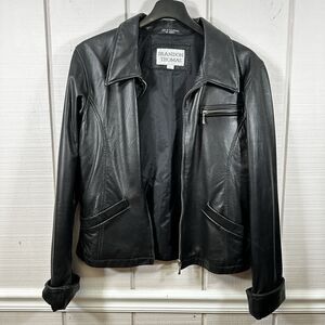 Vintage Y2 Brandon Thomas  Black Leather Jacket Women’s LG